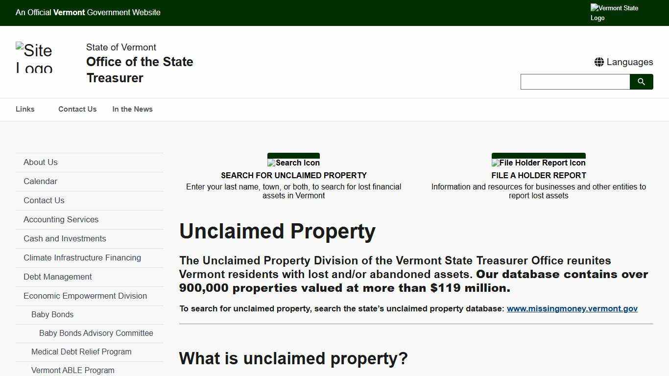 Unclaimed Property Office of the State Treasurer